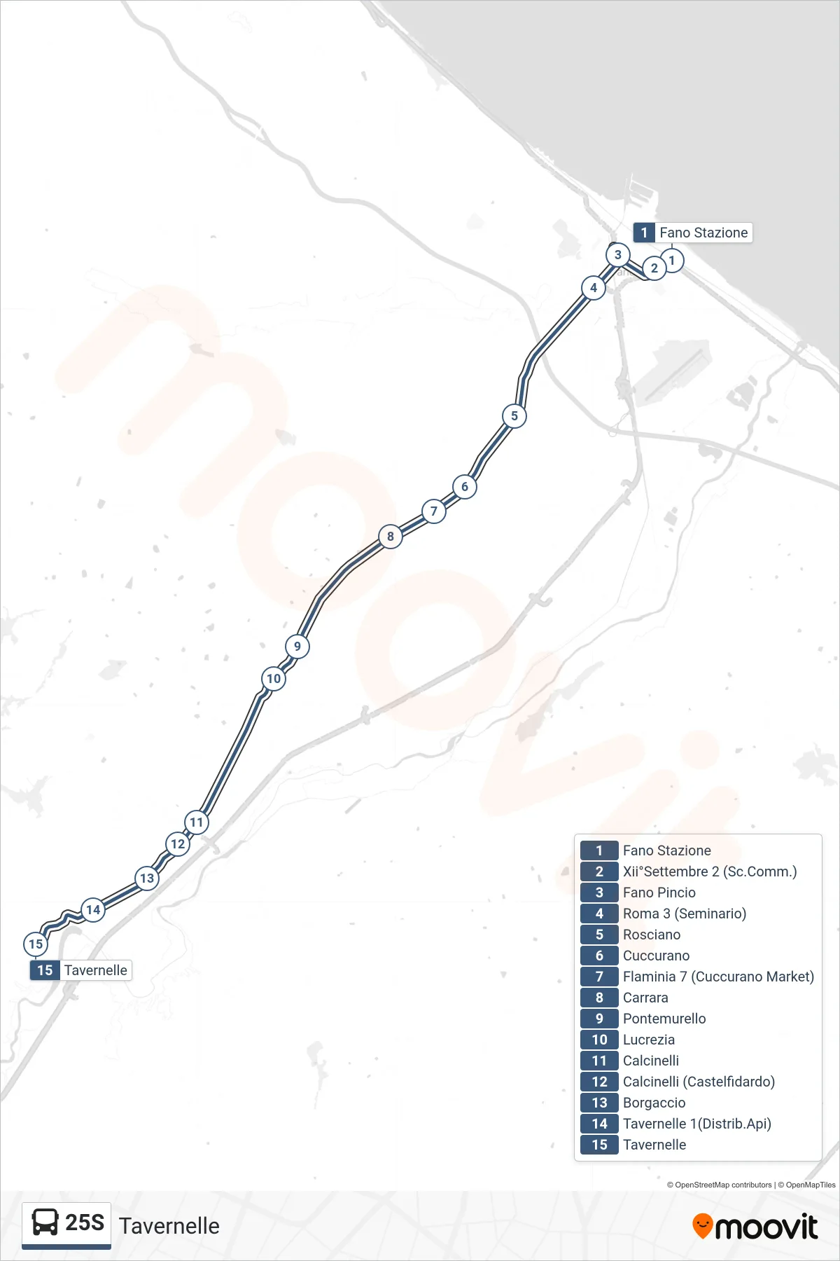 Linea 25S bus (Tavernelle) - Percorsi e fermate sulla mappa