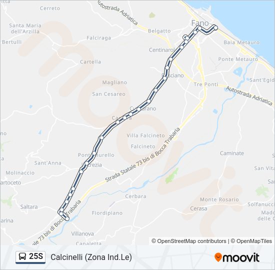 Percorso linea bus 25S