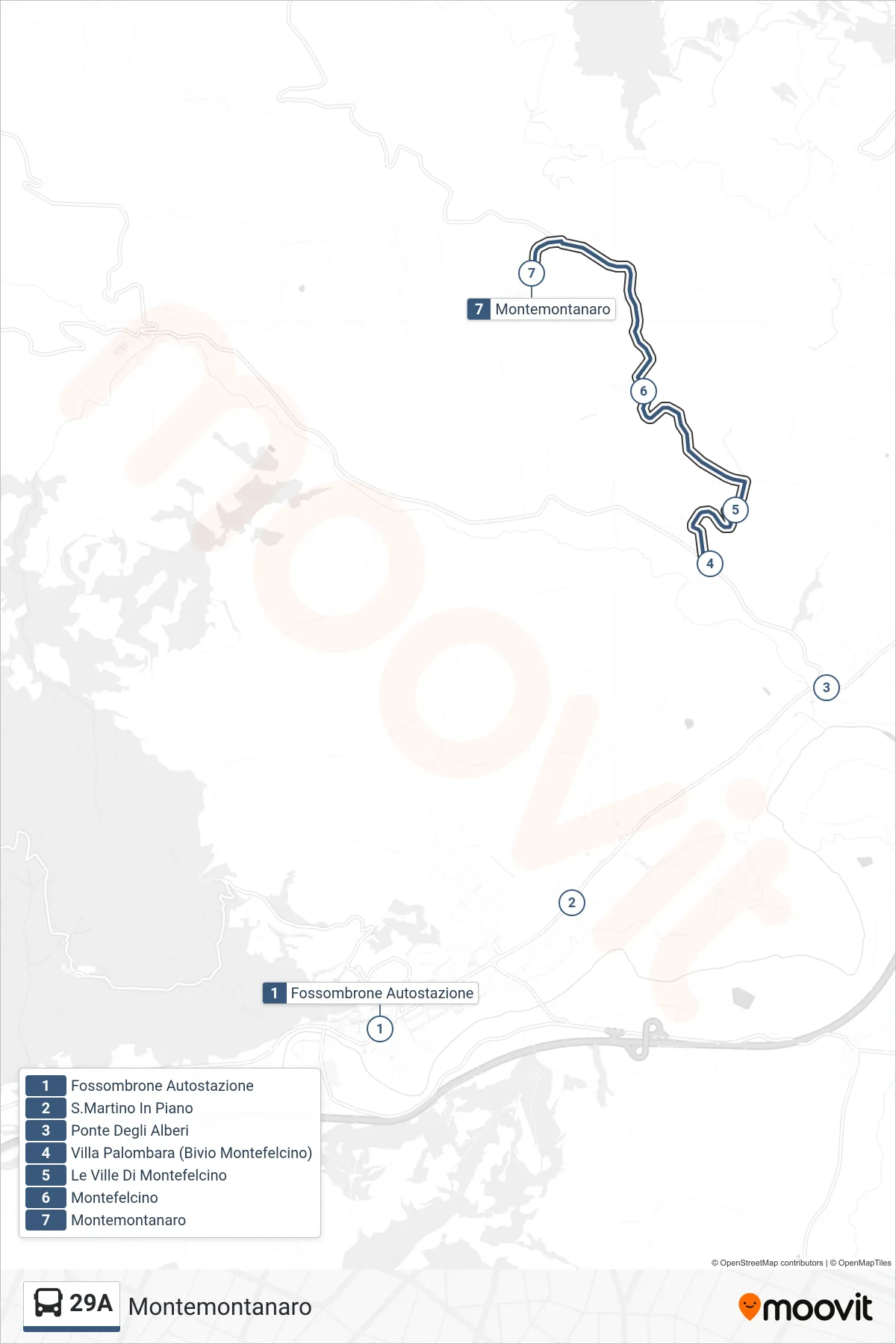 Linea 29A bus (Montemontanaro) - Percorsi e fermate sulla mappa