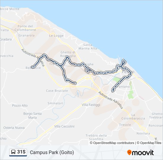 Percorso linea bus 31S