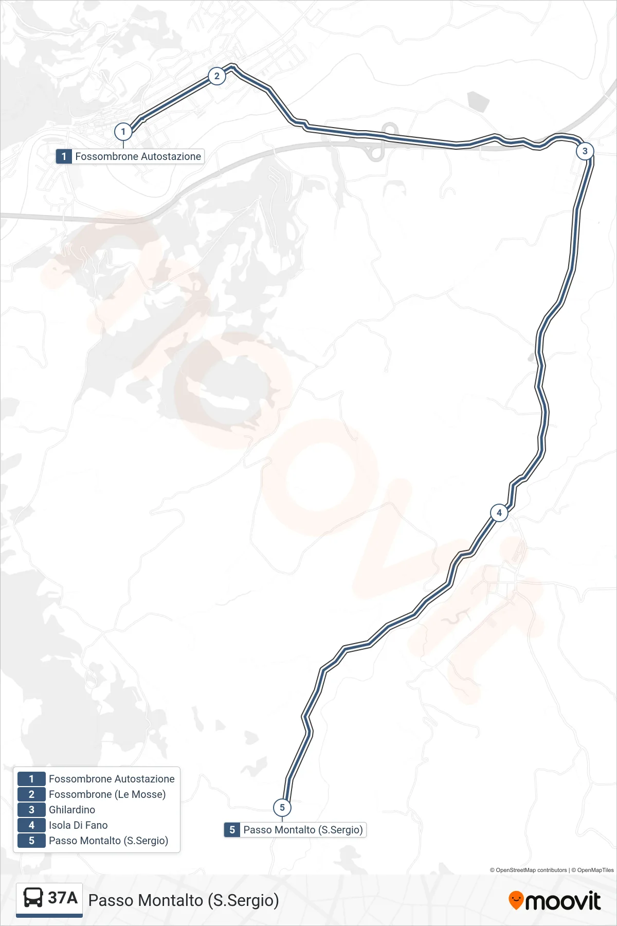 Linea 37A  bus (Passo Montalto (S.Sergio)) - Percorsi e fermate sulla mappa