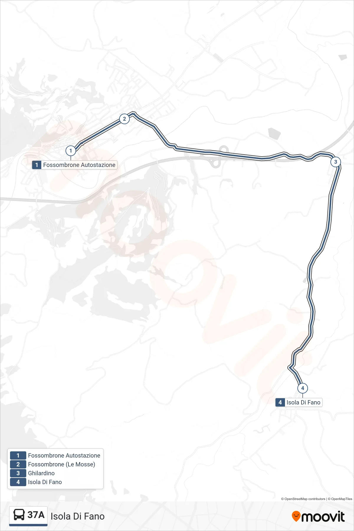 Linea 37A bus (Isola Di Fano) - Percorsi e fermate sulla mappa