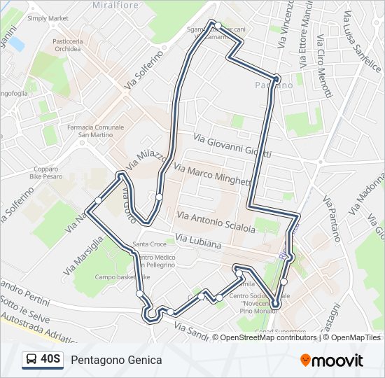 Percorso linea bus 40S