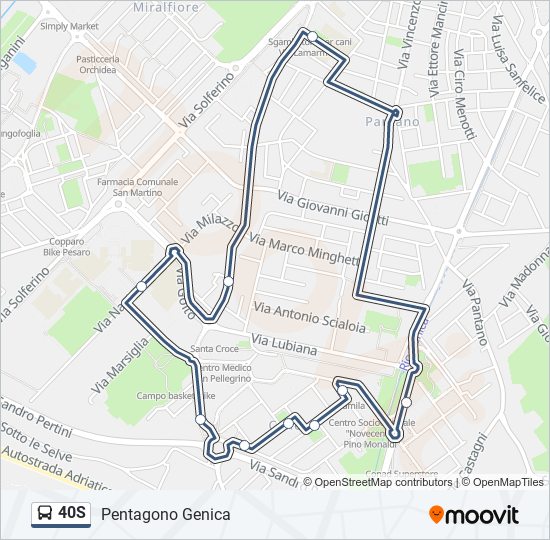 Percorso linea bus 40S