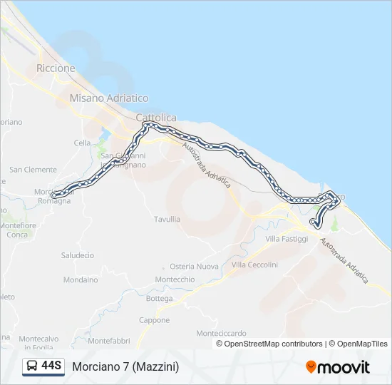 Percorso linea bus 44S
