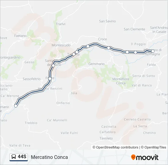 Percorso linea bus 44S