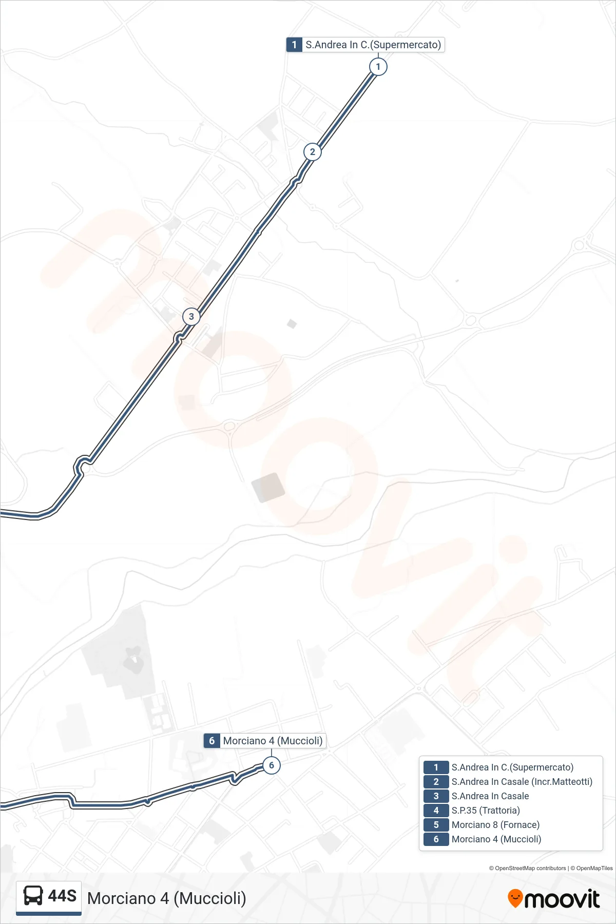 Linea 44S bus (Morciano 4 (Muccioli)) - Percorsi e fermate sulla mappa