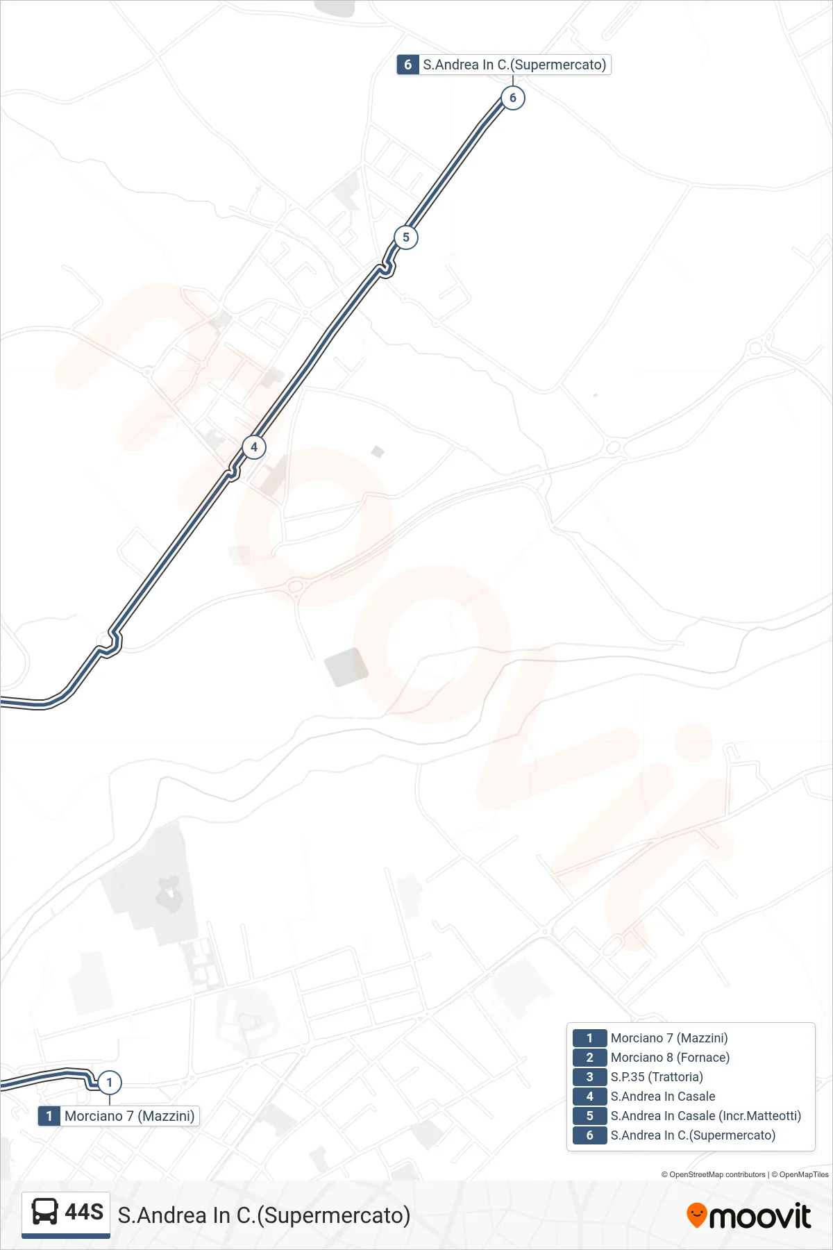 Linea 44S bus (S.Andrea In C.(Supermercato)) - Percorsi e fermate sulla mappa