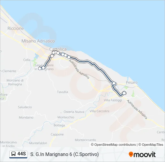 Percorso linea bus 44S