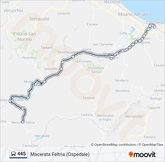 Percorso linea bus 44S