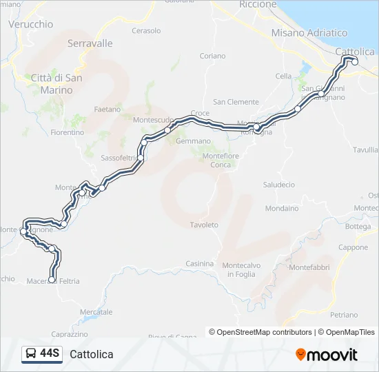 Percorso linea bus 44S