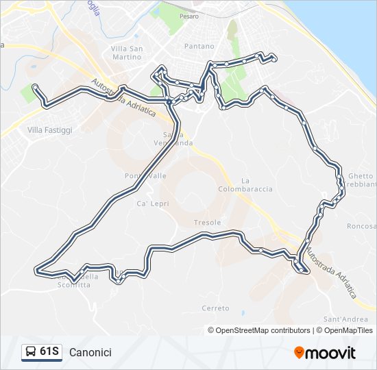 61S bus Line Map