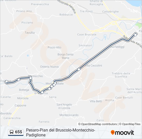 Percorso linea bus 65S