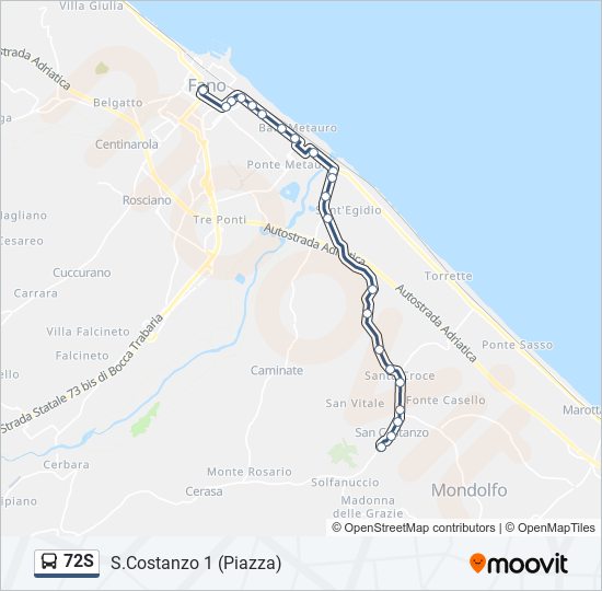 Percorso linea bus 72S