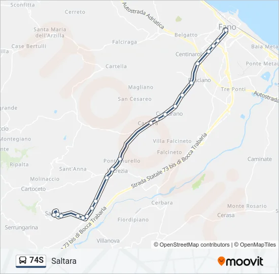 74S Bus Line Map