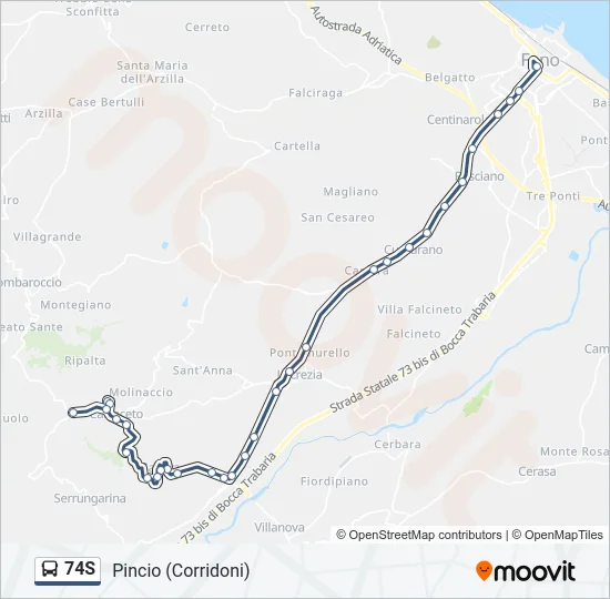 74S Bus Line Map