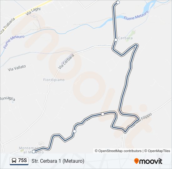 75S bus Line Map