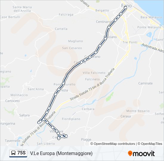 75S bus Line Map