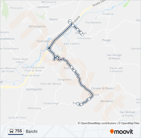 75S bus Line Map