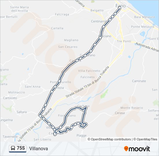 Percorso linea bus 75S