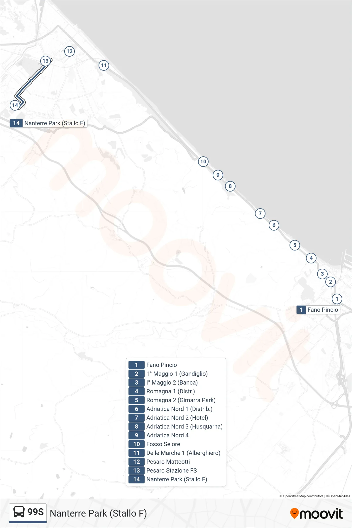 Linea 99S  bus (Nanterre Park (Stallo F)) - Percorsi e fermate sulla mappa
