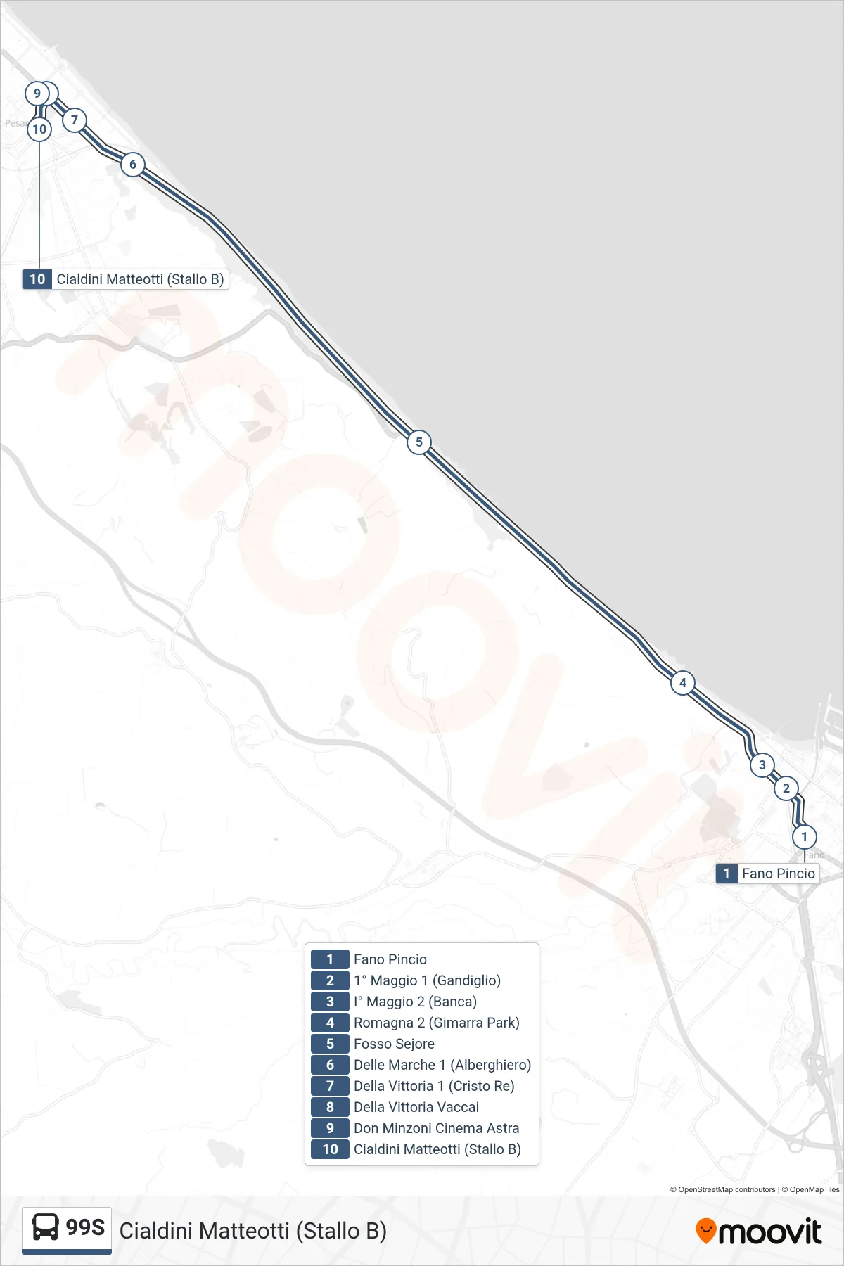 Linea 99S bus (Cialdini Matteotti (Stallo B)) - Percorsi e fermate sulla mappa