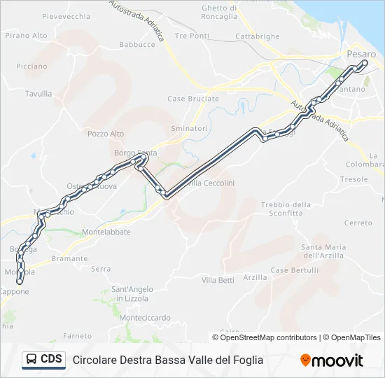 Percorso linea bus CDS
