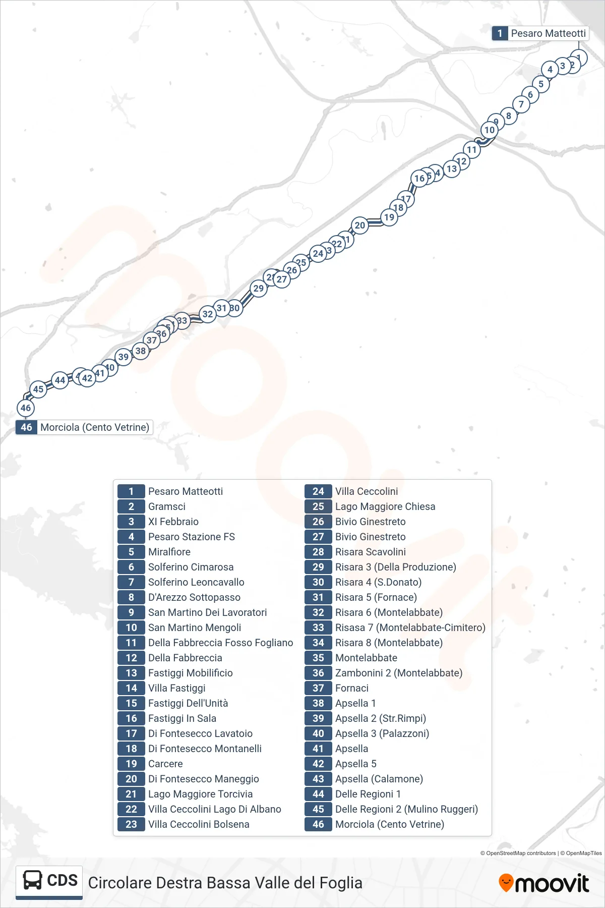 Linea CDS bus (Morciola (Cento Vetrine)) - Percorsi e fermate sulla mappa