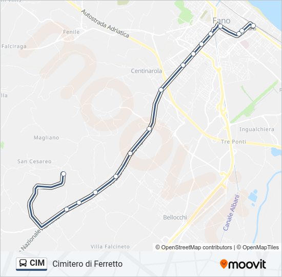 Percorso linea bus CIM