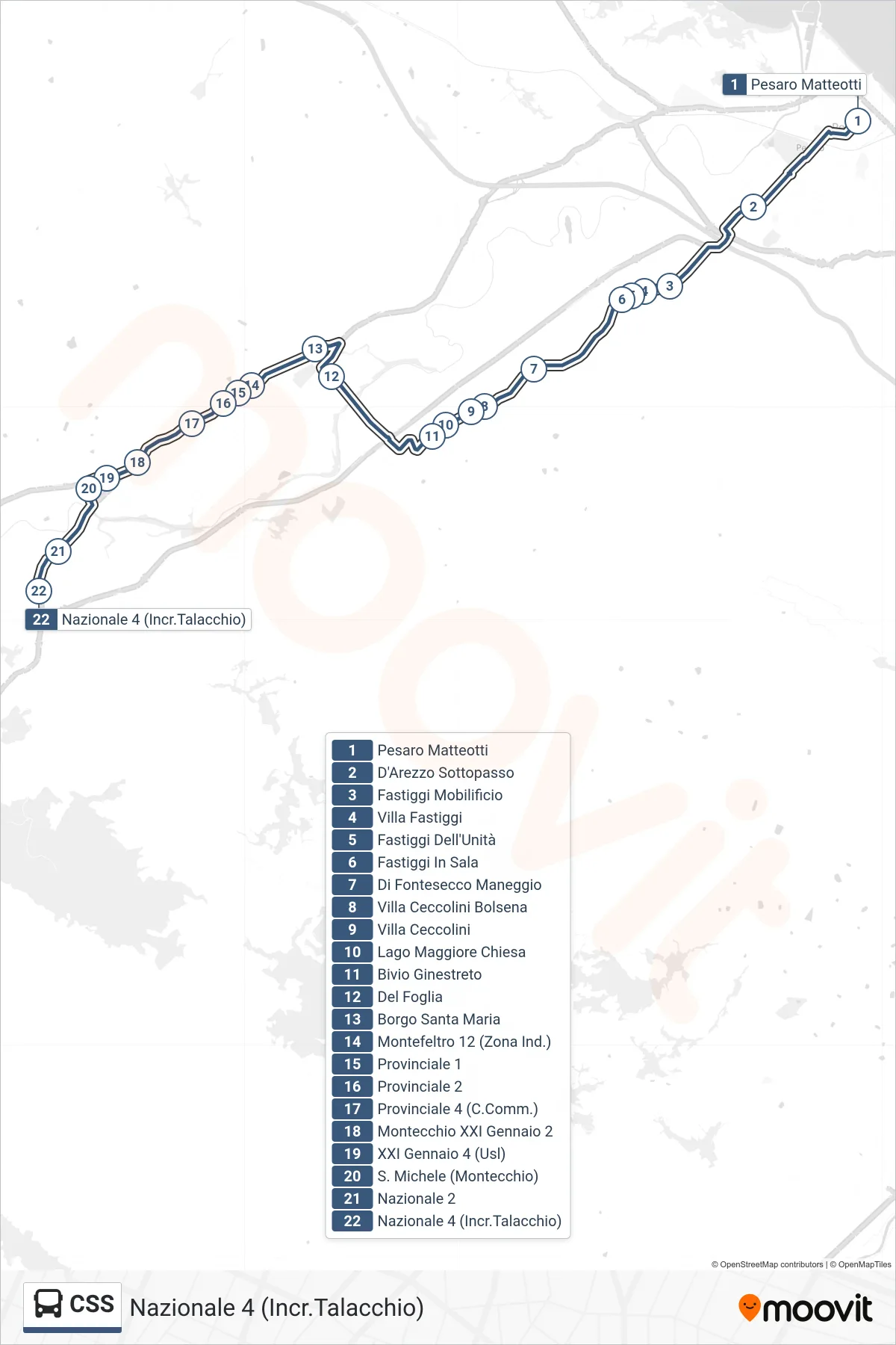 Linea CSS bus (Nazionale 4 (Incr.Talacchio)) - Percorsi e fermate sulla mappa