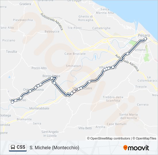 Percorso linea bus CSS