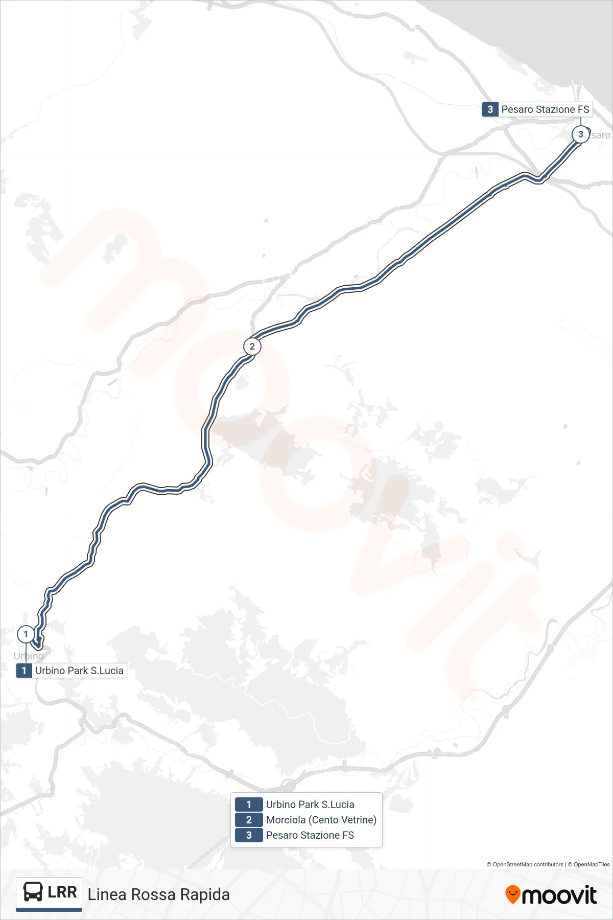 Linea LRR bus (Pesaro Stazione Ff.Ss.) - Percorsi e fermate sulla mappa