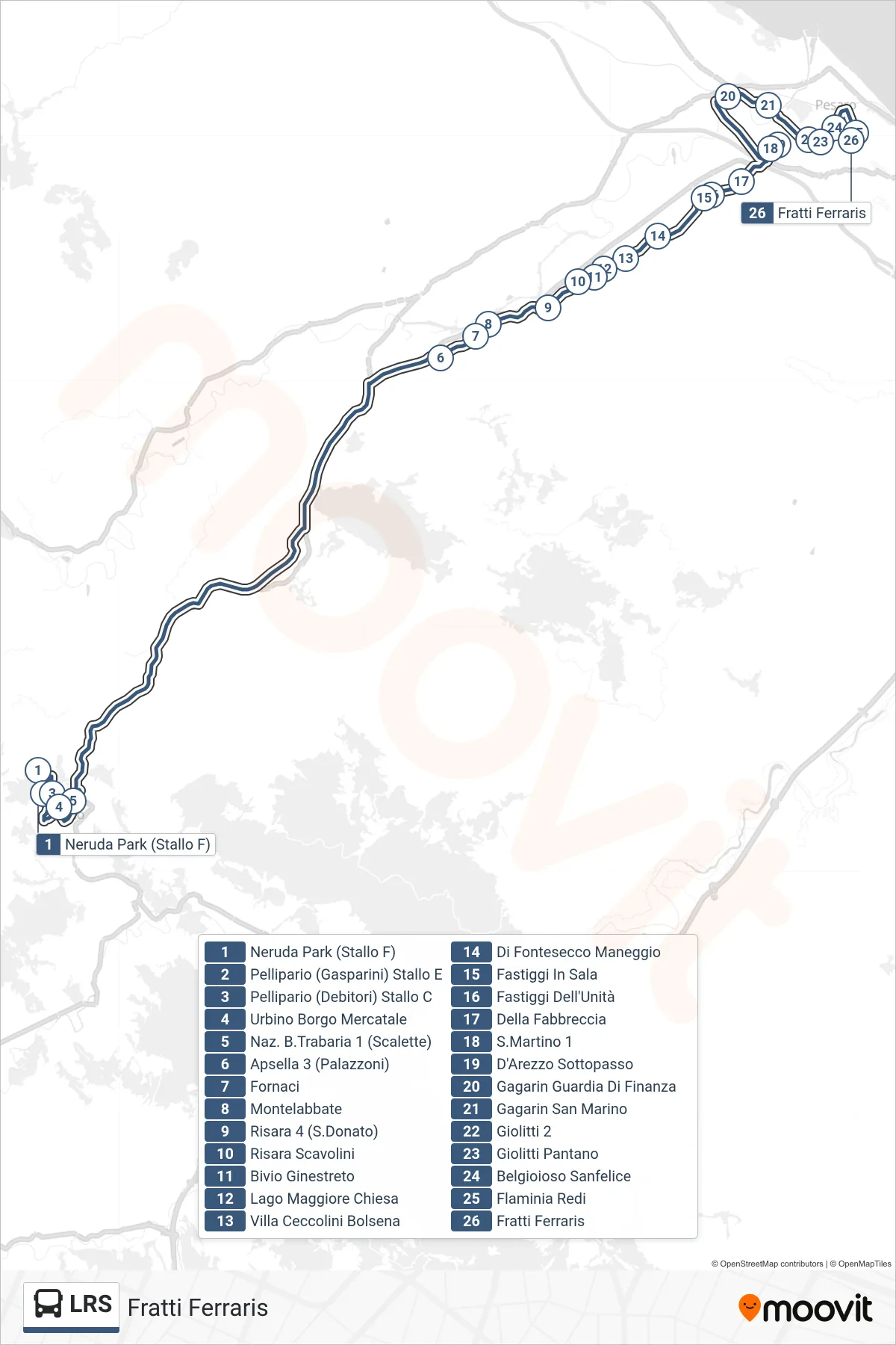 Linea LRS  bus (Fratti Ferraris) - Percorsi e fermate sulla mappa