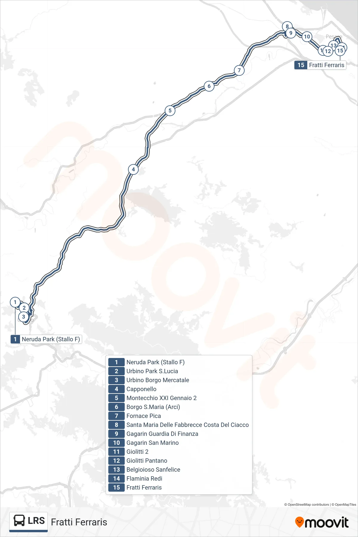 Linea LRS bus (Fratti Ferraris) - Percorsi e fermate sulla mappa