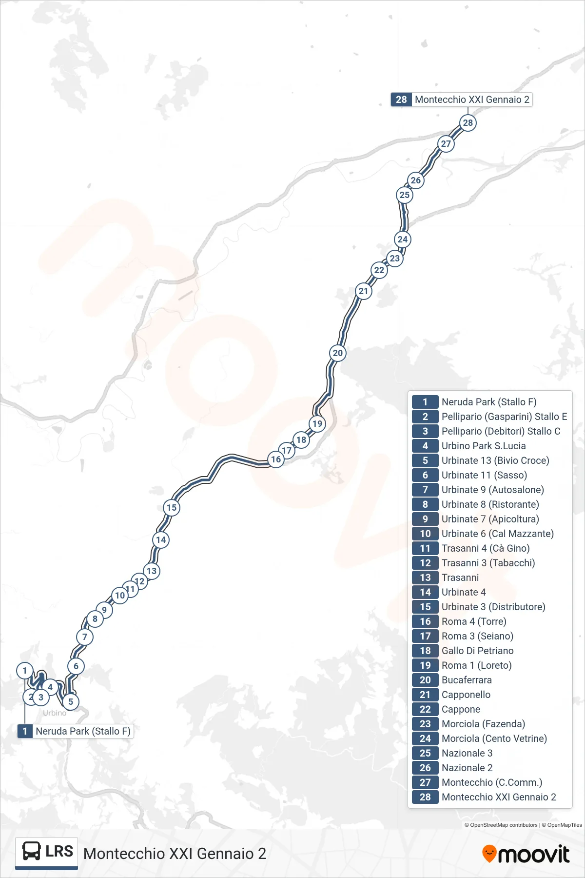 Linea LRS  bus (Montecchio XXI Gennaio 2) - Percorsi e fermate sulla mappa