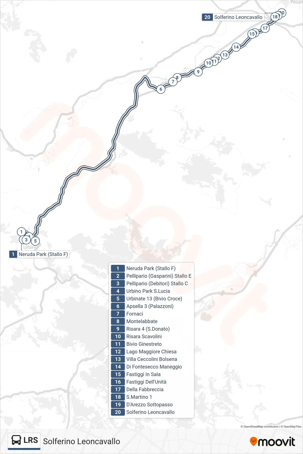 Linea LRS bus (Solferino Leoncavallo) - Percorsi e fermate sulla mappa