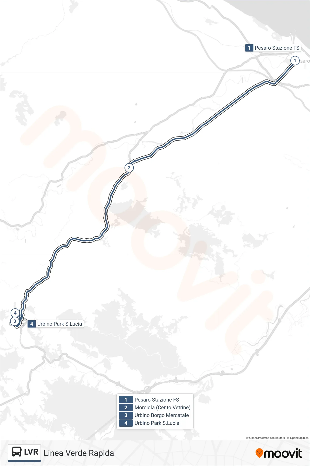 Linea LVR bus (Urbino Park S.Lucia) - Percorsi e fermate sulla mappa