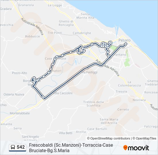 Percorso linea bus S42