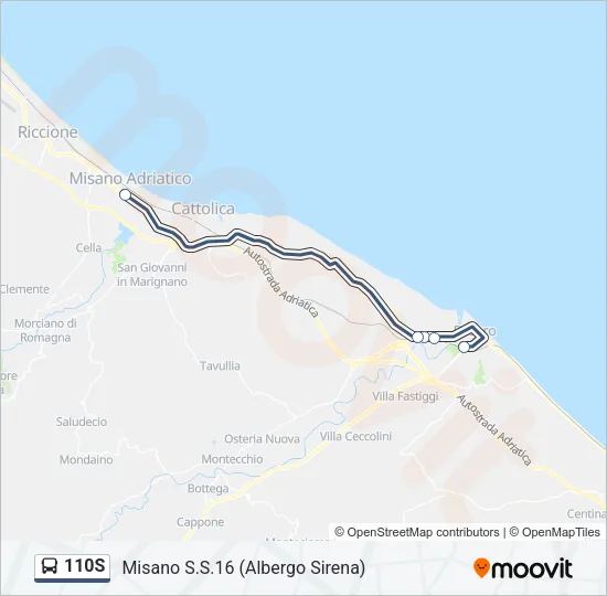 110S Bus Line Map