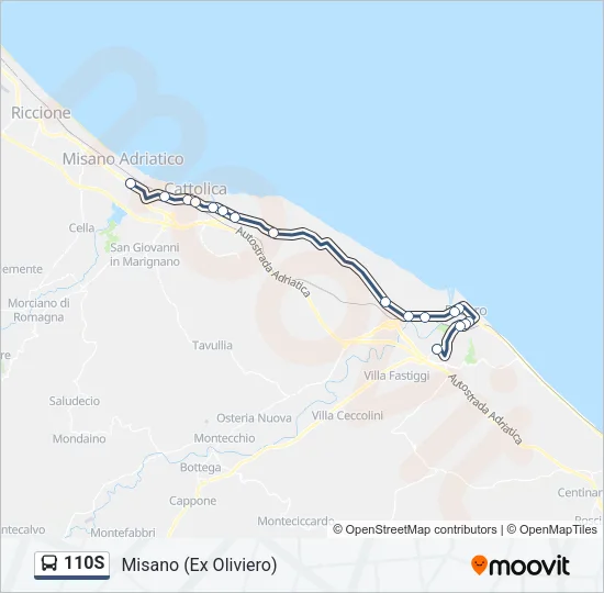 110S Bus Line Map
