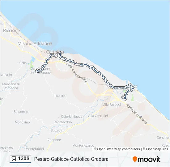 130S Bus Line Map