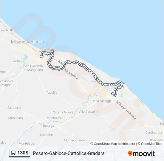 130S Bus Line Map