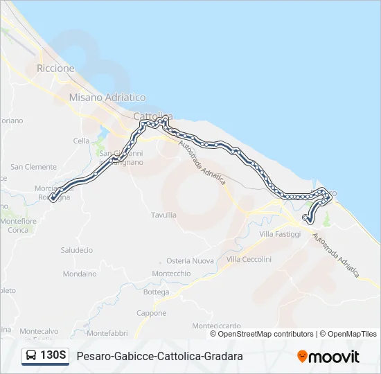130S Bus Line Map