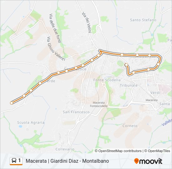 Percorso linea bus 1