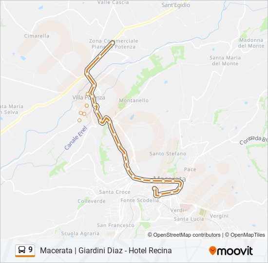 Linea 9 orari fermate e mappe Montecassiano Roganti Aggiornato