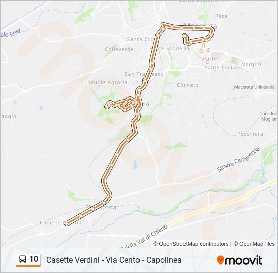 Linea 10 orari fermate e mappe Casette Verdini Via Cento