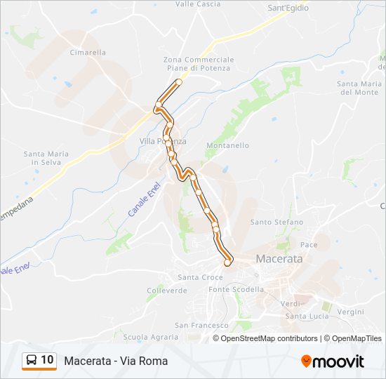 Percorso linea bus 10