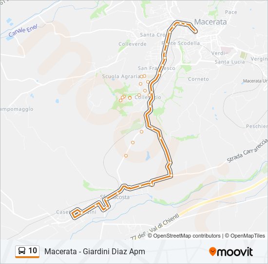 Percorso linea bus 10