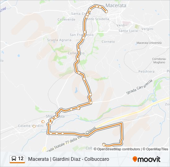 Percorso linea bus 12