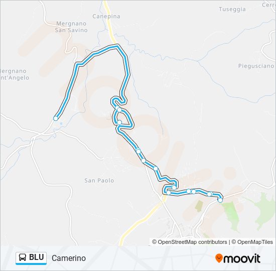 Percorso linea bus BLU